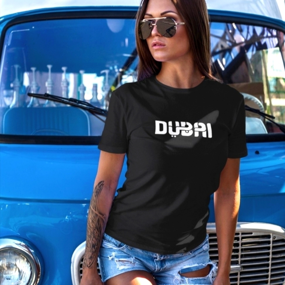 DUBAI Tee- Shirt  Black/White 100% Cotton Size XS NWT